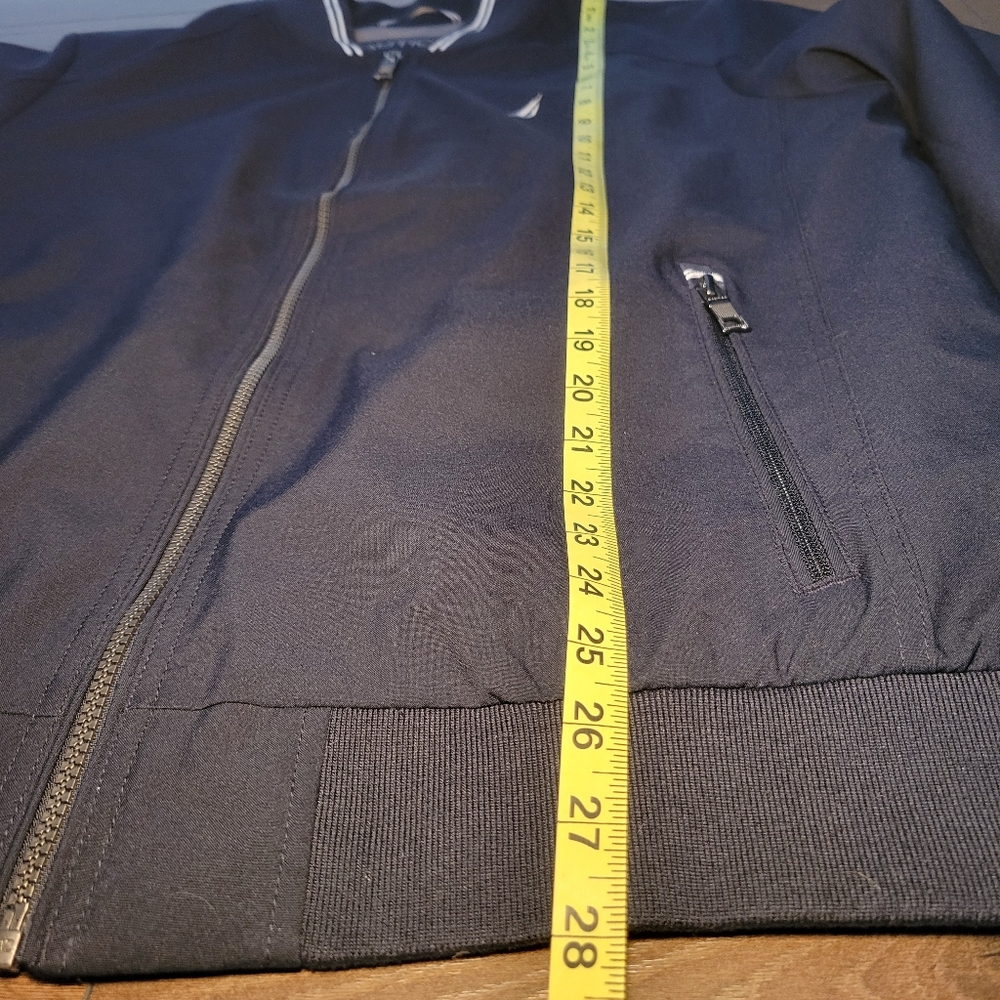 Nautica Mens Bomber Jacket Water & Wind Resistant Stretch Size Large Dark Blue - Picture 12 of 14